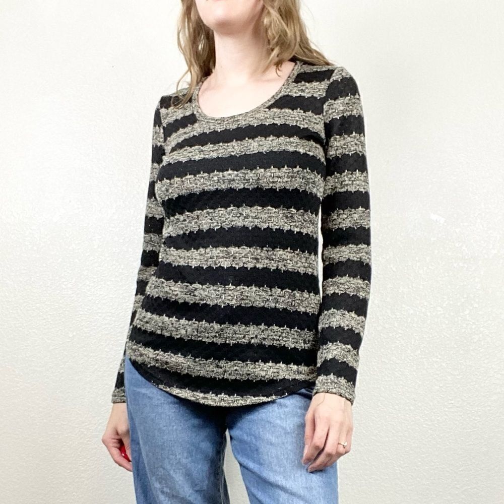Xhilaration Black & Grey Striped Knit Sweater